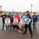 A group of Kellogg’s workers on strike in Michigan.
